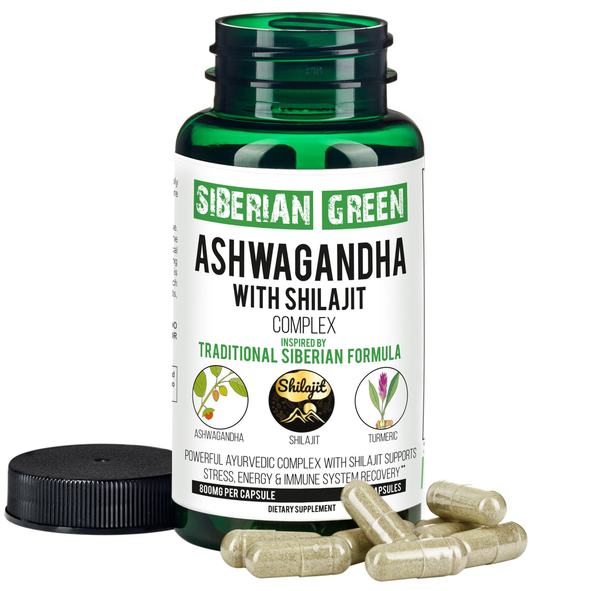 Ashwagandha with Altai Shilajit & Turmeric | Ayurvedic Herbal Complex 60 Capsules