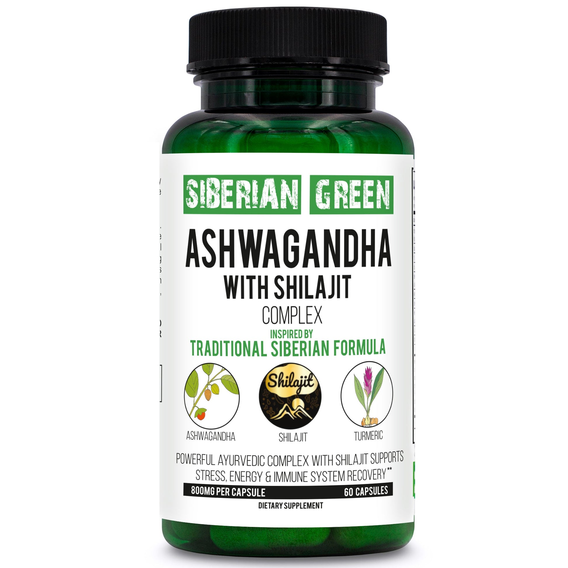 Ashwagandha with Altai Shilajit & Turmeric | Ayurvedic Herbal Complex 60 Capsules