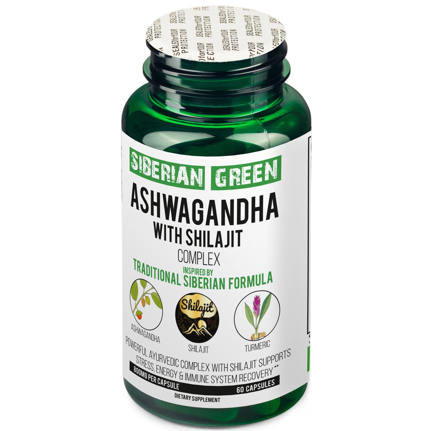 Ashwagandha with Altai Shilajit & Turmeric | Ayurvedic Herbal Complex 60 Capsules