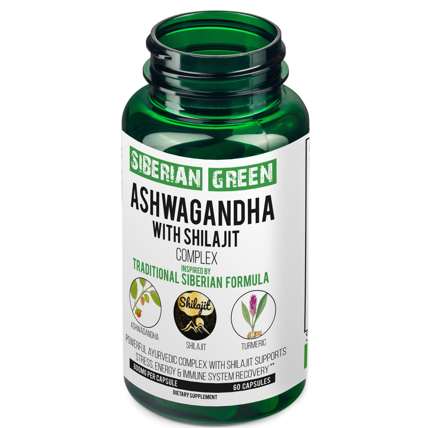 Ashwagandha with Altai Shilajit & Turmeric | Ayurvedic Herbal Complex 60 Capsules