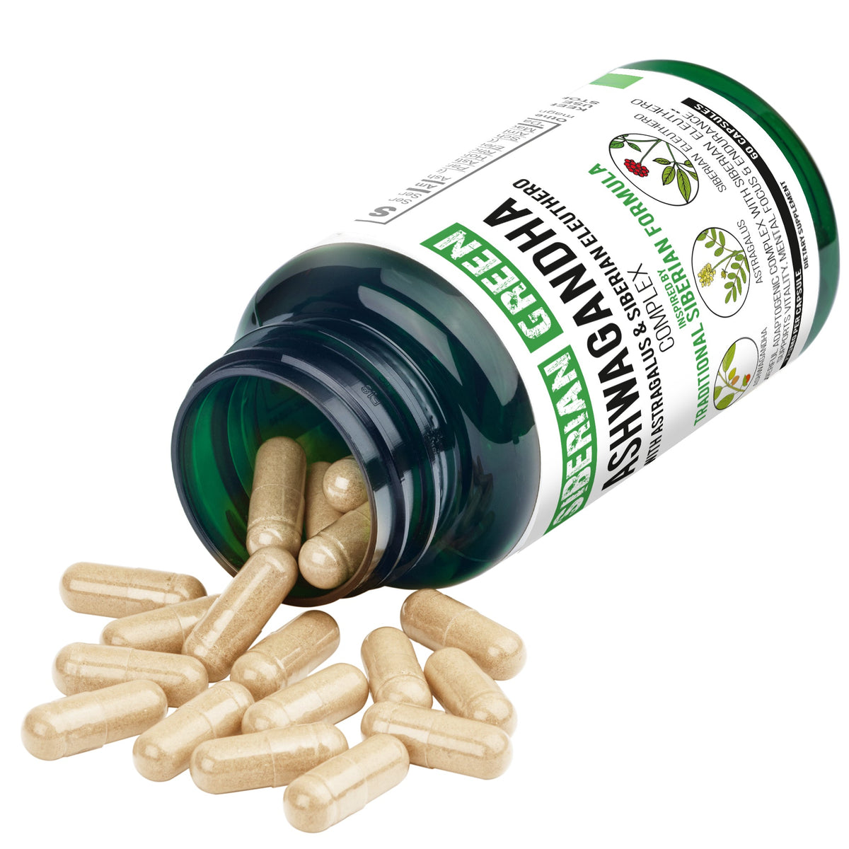 Organic Ashwagandha, Astragalus & Siberian Ginseng Complex – 60 Vegan Capsules
