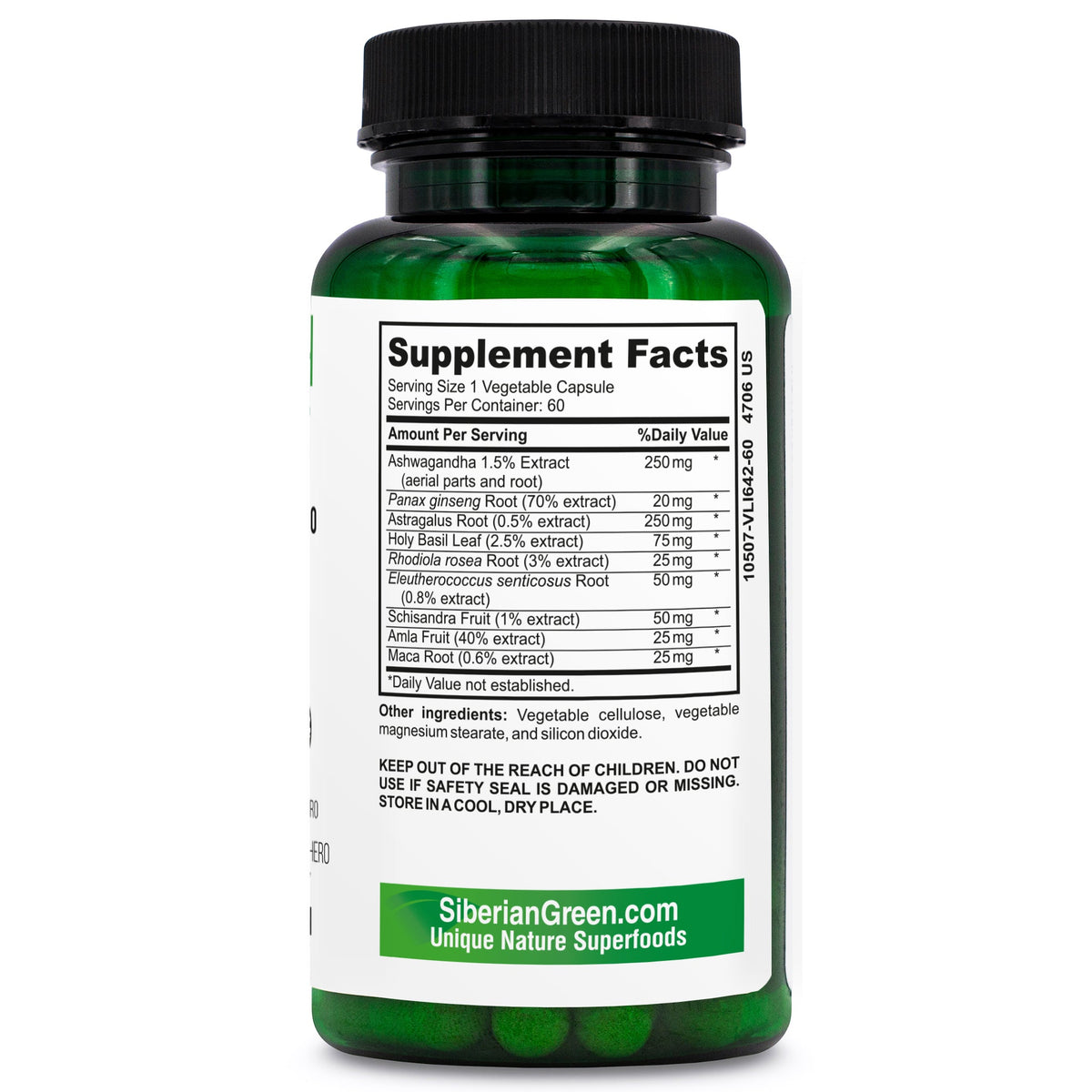 Organic Ashwagandha, Astragalus & Siberian Ginseng Complex – 60 Vegan Capsules