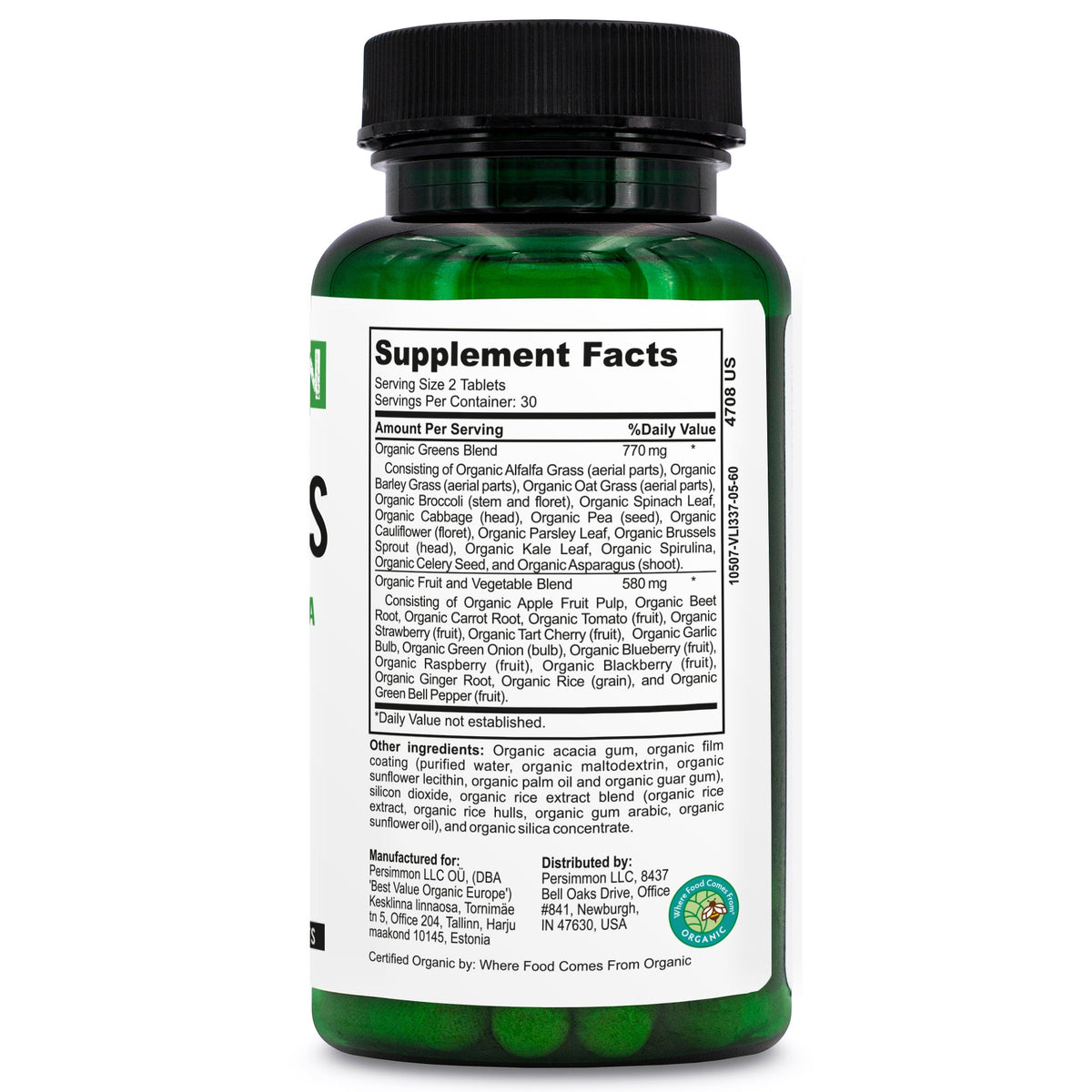 28 Organic Superfood Tablets – Essential Greens, Fruits & Veggies