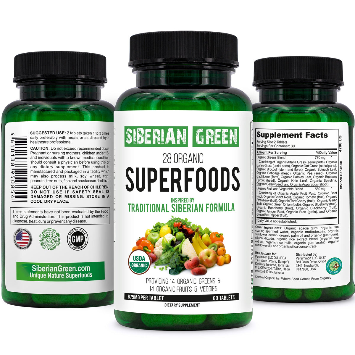 28 Organic Superfood Tablets – Essential Greens, Fruits & Veggies