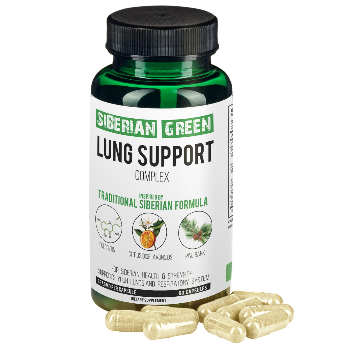 Herbal Lung Support – Quercetin, Pine Bark, Citrus Bioflavonoids | 60 Capsules by Siberian Green