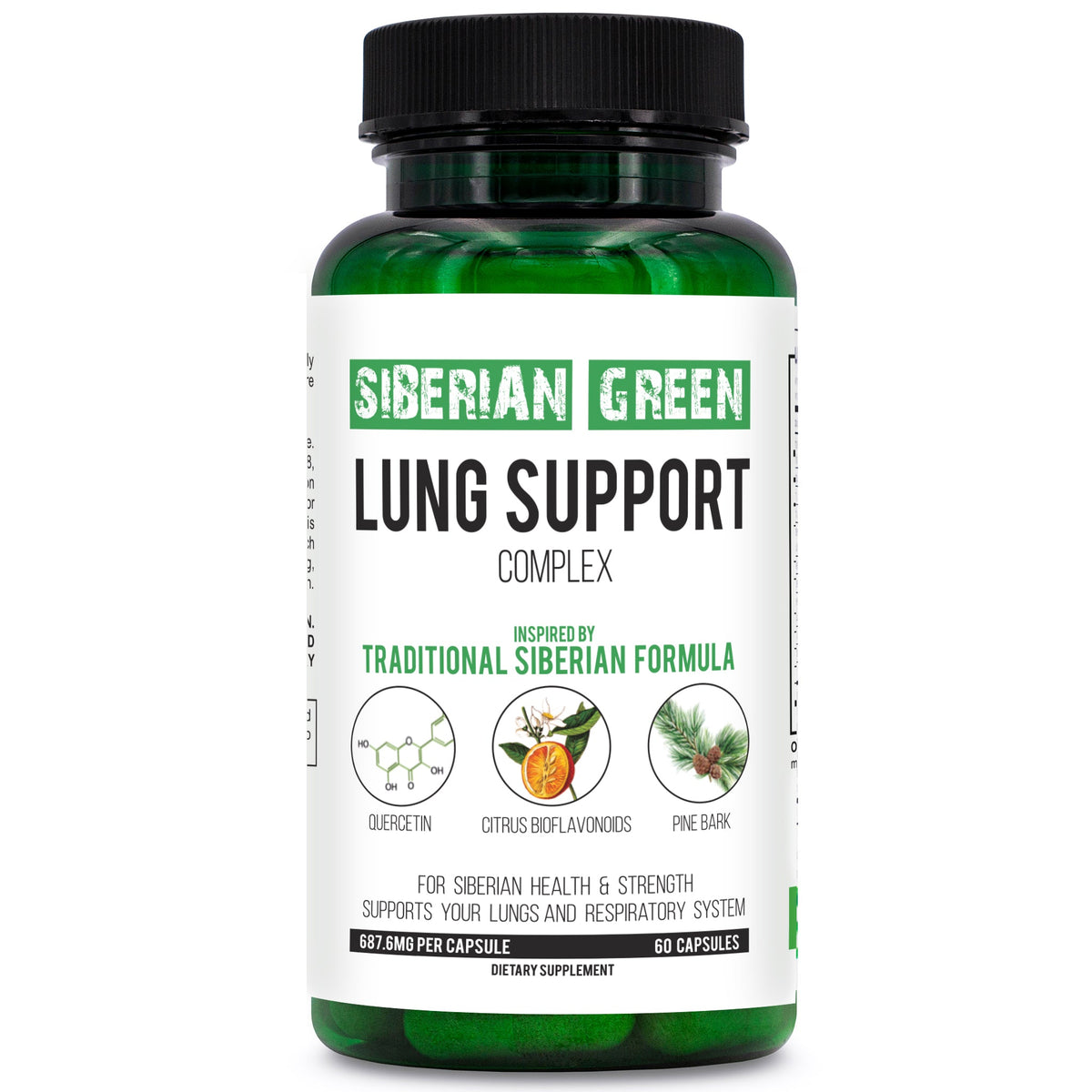 Herbal Lung Support – Quercetin, Pine Bark, Citrus Bioflavonoids | 60 Capsules by Siberian Green