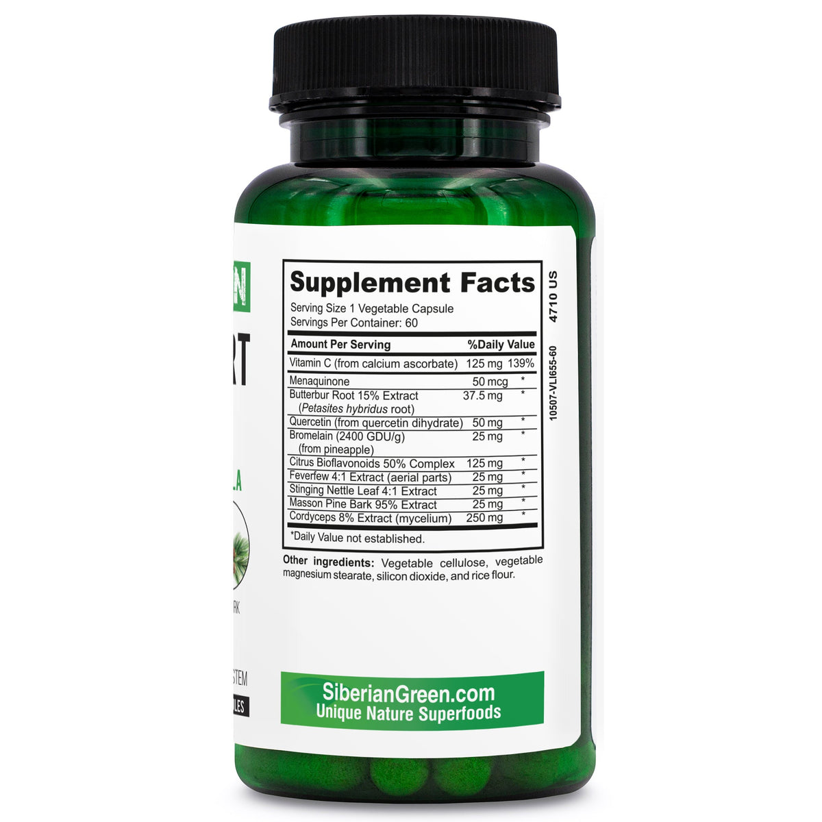 Herbal Lung Support – Quercetin, Pine Bark, Citrus Bioflavonoids | 60 Capsules by Siberian Green