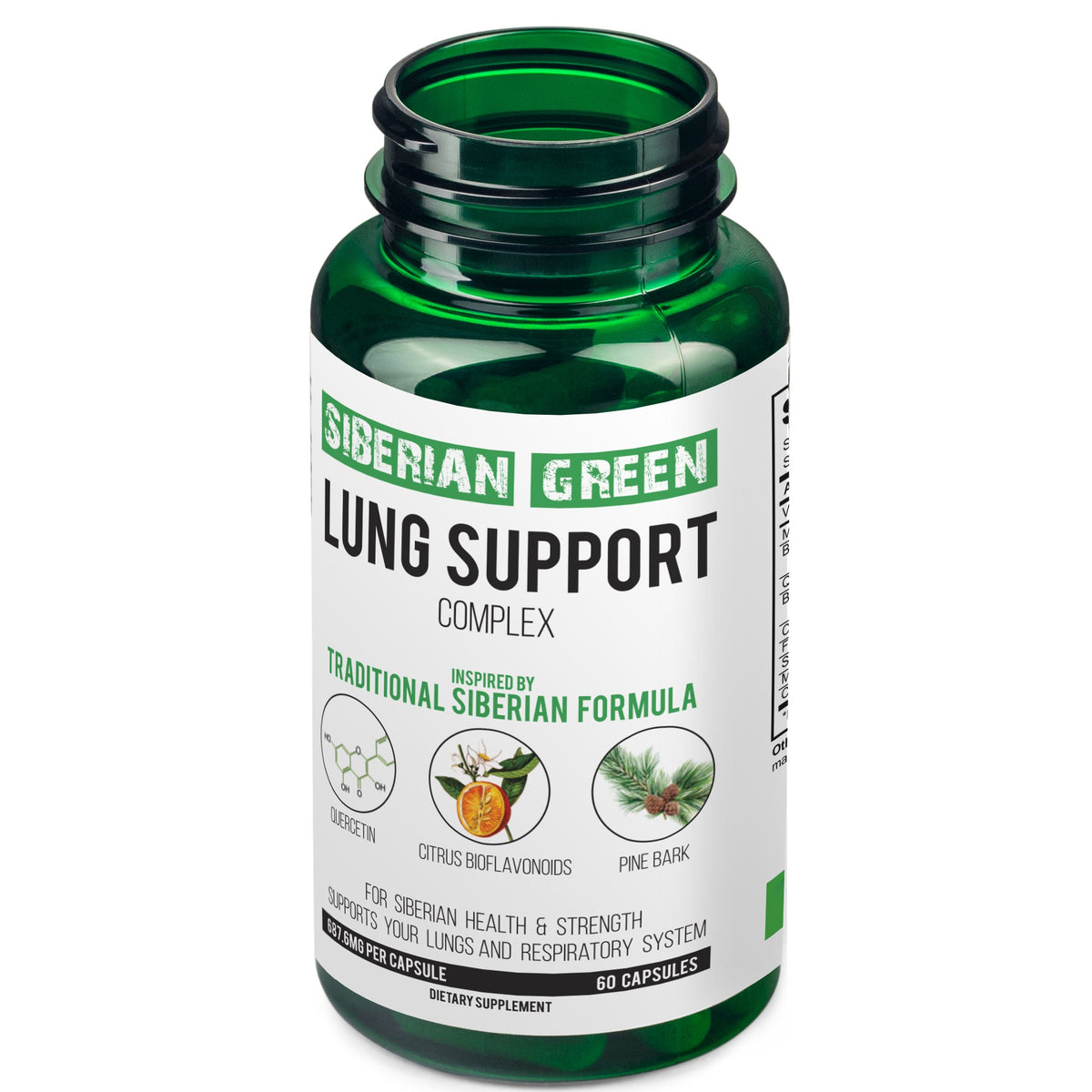 Herbal Lung Support – Quercetin, Pine Bark, Citrus Bioflavonoids | 60 Capsules by Siberian Green