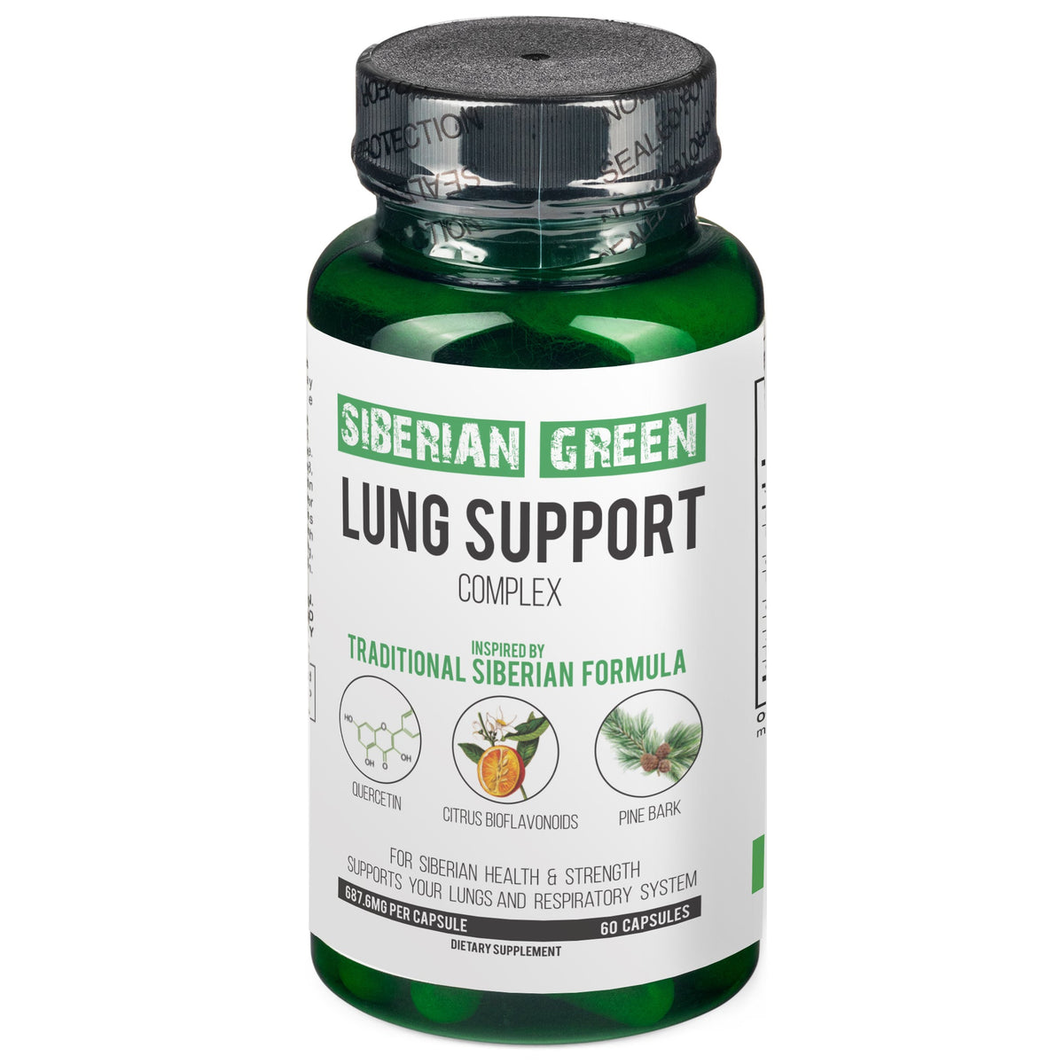 Herbal Lung Support – Quercetin, Pine Bark, Citrus Bioflavonoids | 60 Capsules by Siberian Green