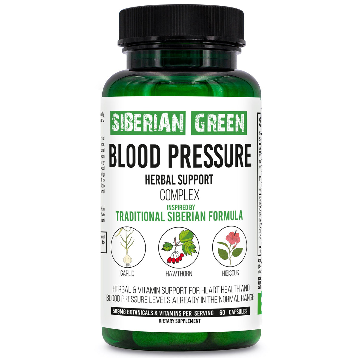 Herbal Cardio Pressure Support Siberian Green 60 Caps - Hawthorn Hibiscus Garlic