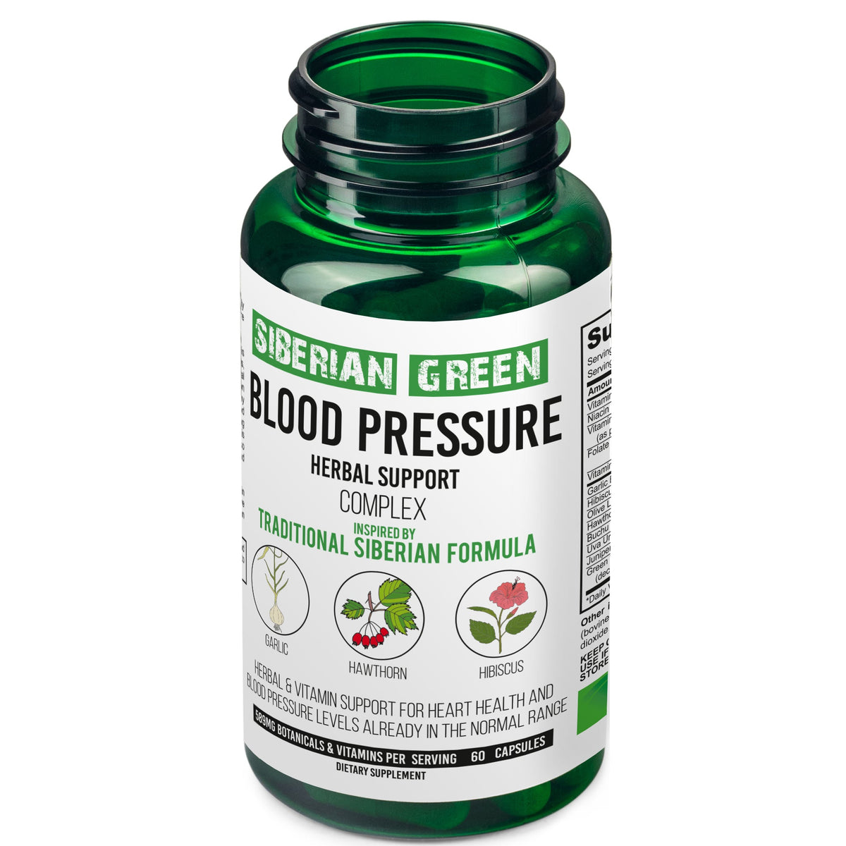 Herbal Cardio Pressure Support Siberian Green 60 Caps - Hawthorn Hibiscus Garlic