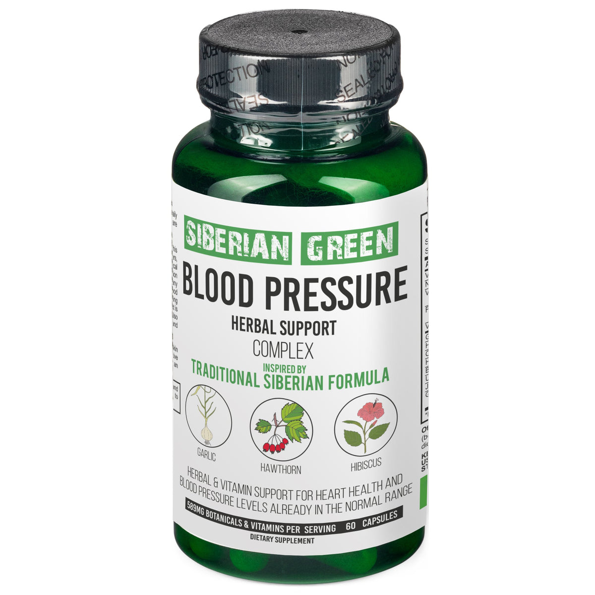 Herbal Cardio Pressure Support Siberian Green 60 Caps - Hawthorn Hibiscus Garlic