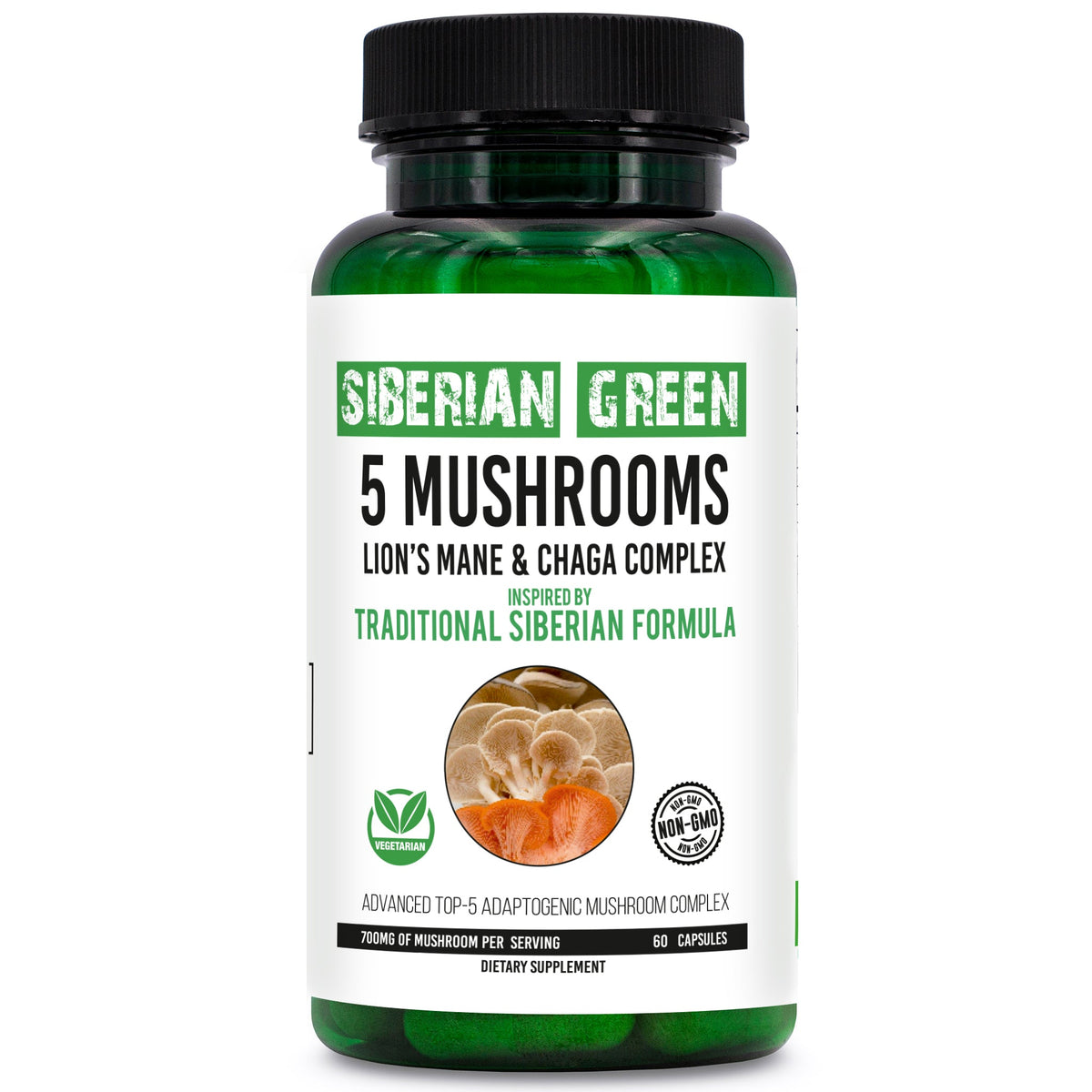 Siberian Green 5 Mushrooms Complex- 60 Vegan Capsules