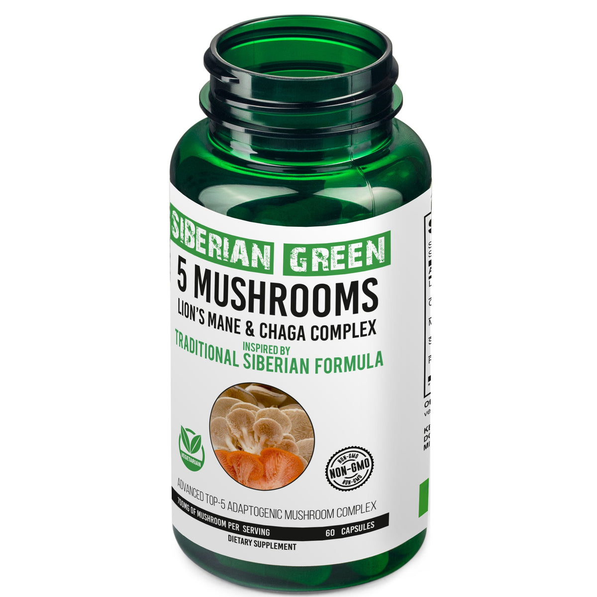 Siberian Green 5 Mushrooms Complex- 60 Vegan Capsules