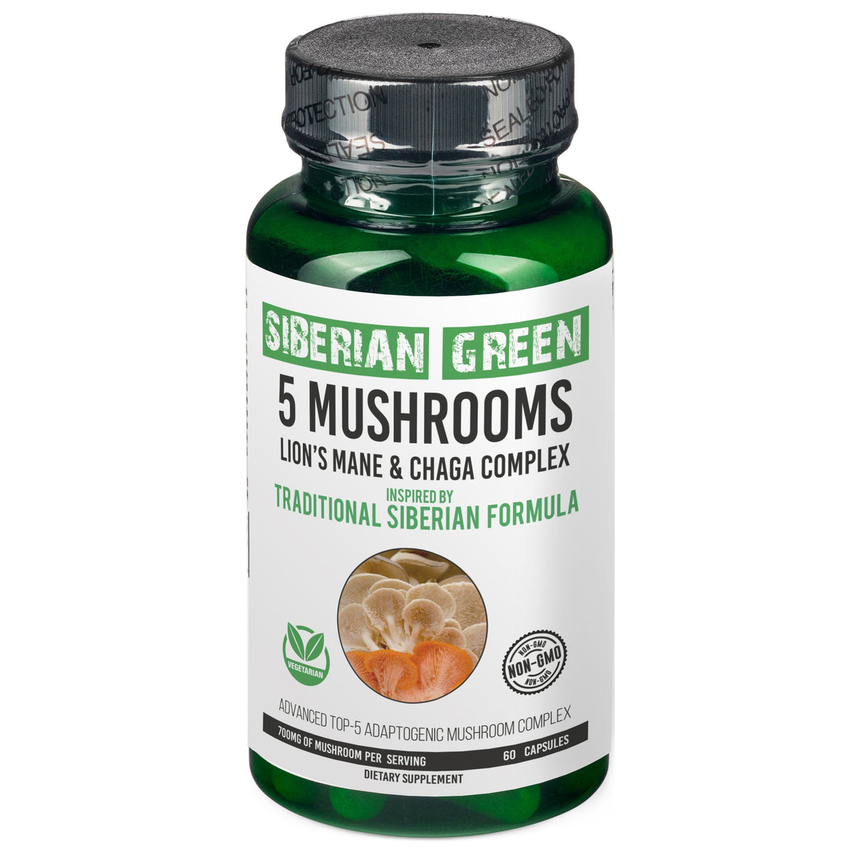 Siberian Green 5 Mushrooms Complex- 60 Vegan Capsules