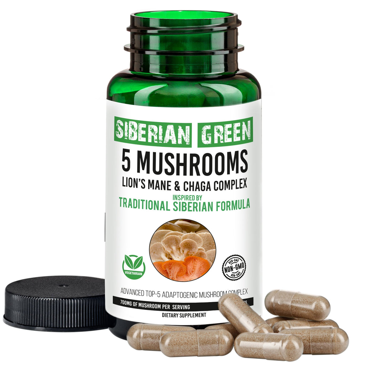 Siberian Green 5 Mushrooms Complex- 60 Vegan Capsules