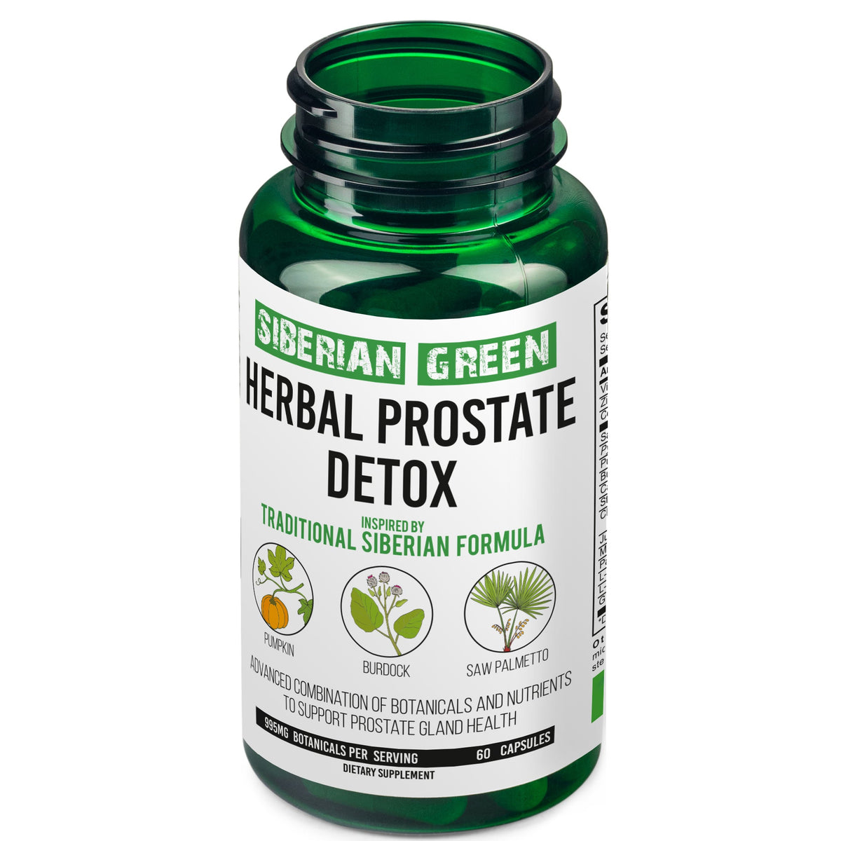 Herbal Prostate Detox Siberian Green 60 Caps – Saw Palmetto Burdock Pumpkin