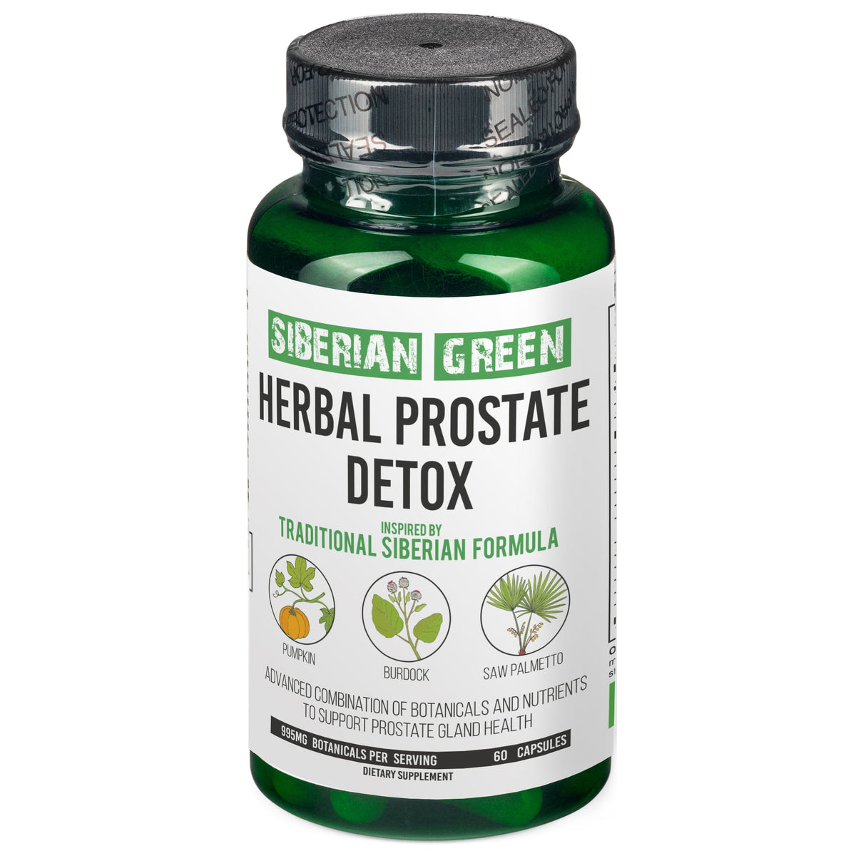 Herbal Prostate Detox Siberian Green 60 Caps – Saw Palmetto Burdock Pumpkin