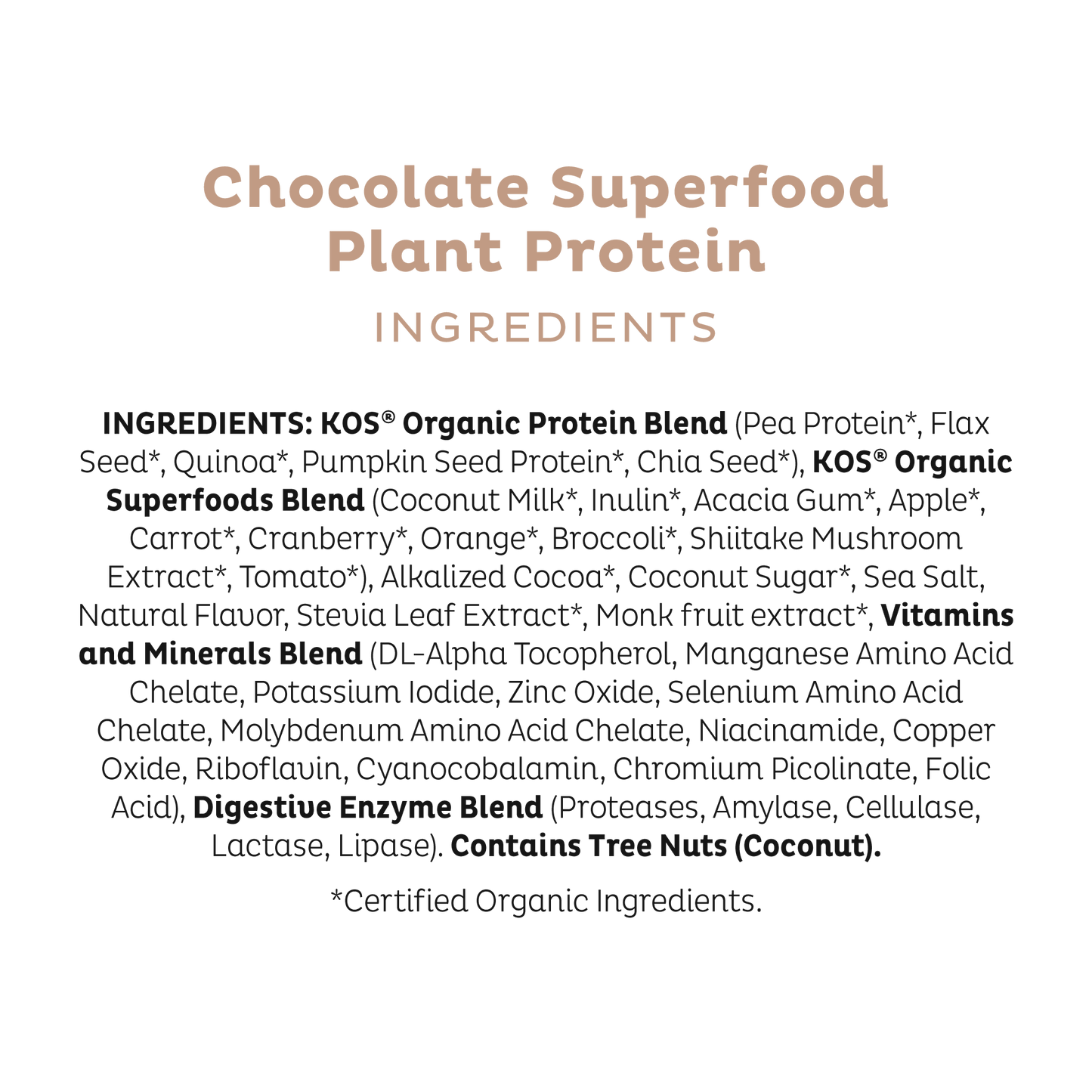 KOS Organic Plant Protein, Chocolate, 28 Servings by KOS.com