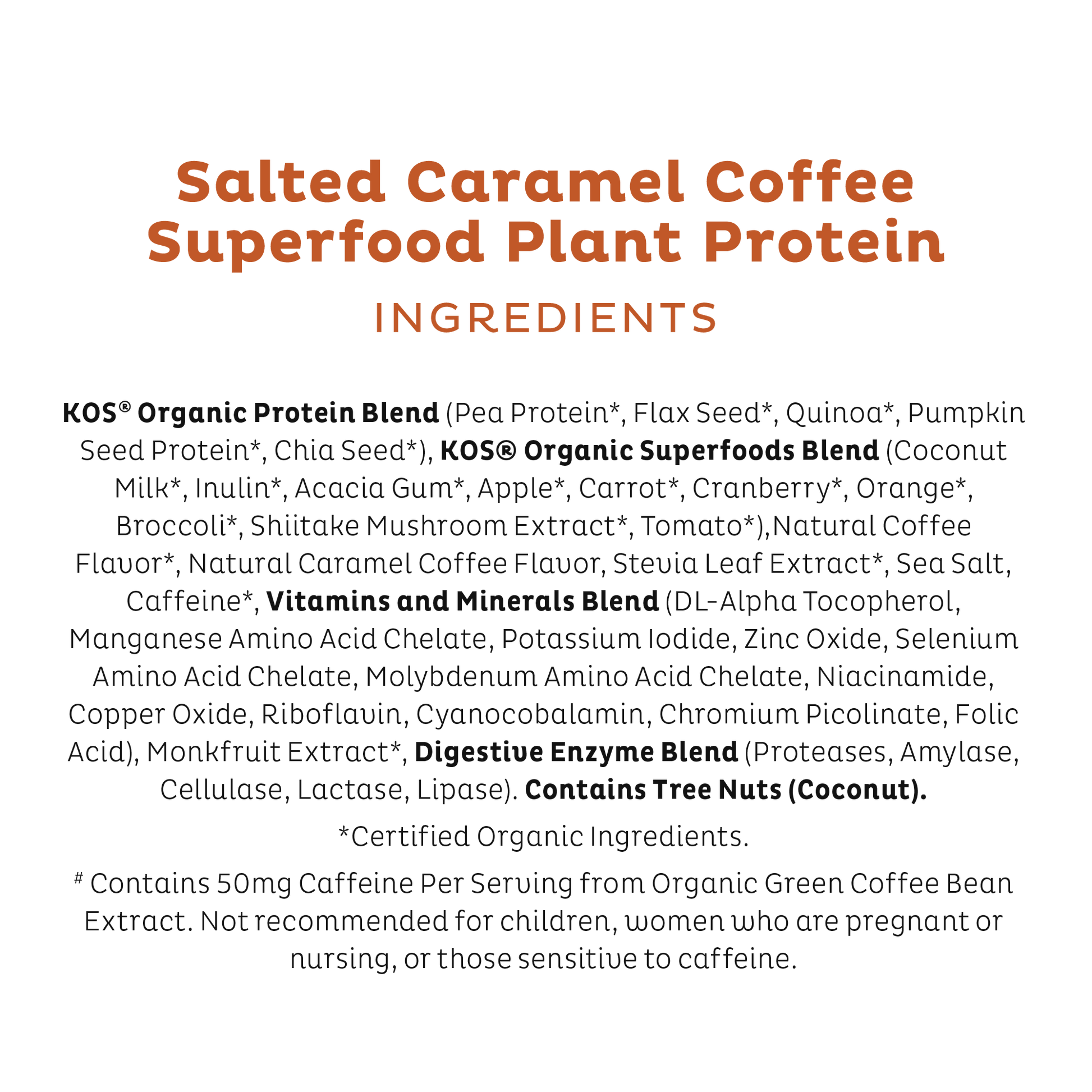 KOS Organic Plant Protein, Salted Caramel Coffee, 28 servings by KOS.com