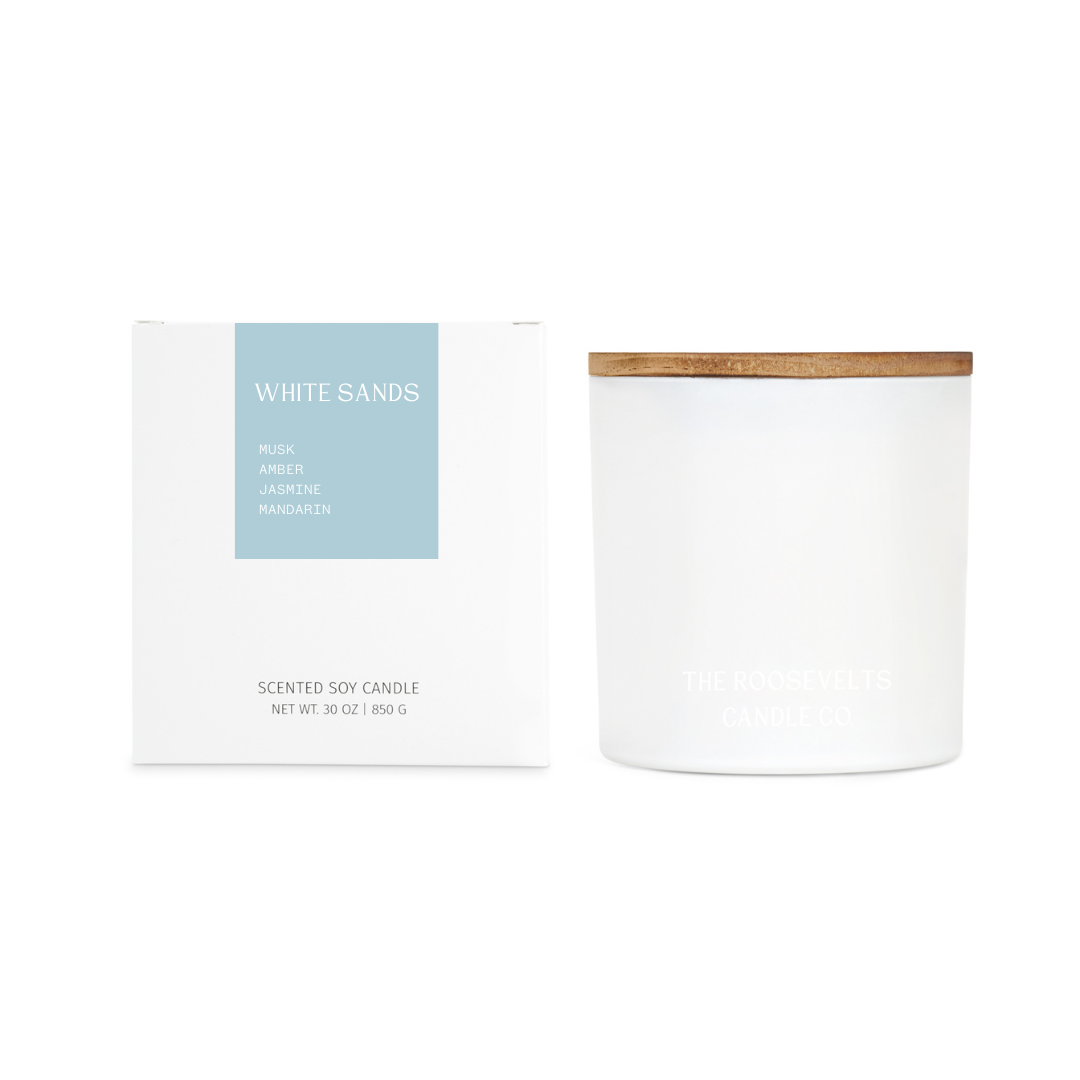 White Sands 3 Wick Candle - Sea Salt, Jasmine, Dark Musk, Amber & Mandarin