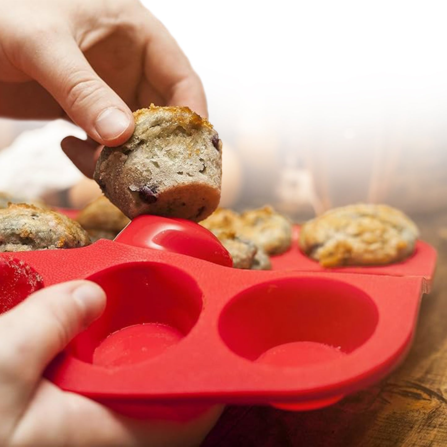 Cheer Collection Set of 3 Non-Stick Silicone Muffin Pans – BPA-Free, Food-Grade Baking Tray