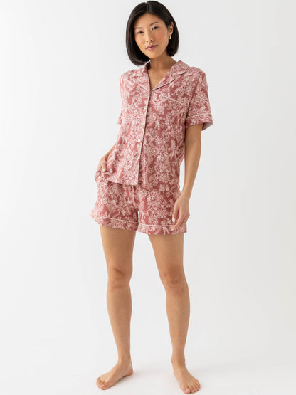 Women's Stretch-Knit Short Sleeve Bamboo Pajama Set