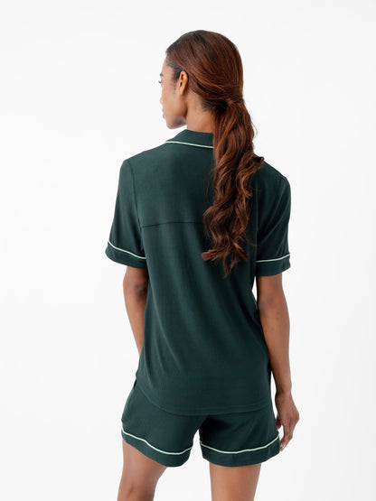 Women's Bamboo Rib-Knit Classic Short Sleeve Pajama Set