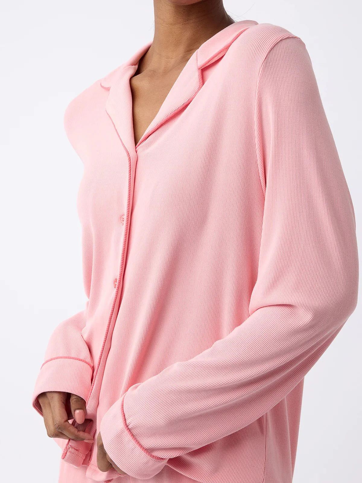 Women's Bamboo Rib-Knit Classic Long Sleeve Pajama Set