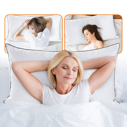 Cheer Collection Set of 2 Adjustable Layer Pillows - Two Bed Pillows with Removable Gel Fiber Fill Inserts for Sleeping