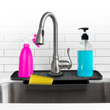 Cheer Collection Silicone Faucet Draining Mat and Splash Guard with Anti-Slip Soap Holder