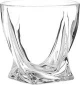 Berkware Set of 4 Lowball Whiskey Glasses - Modern Twisted Base Design