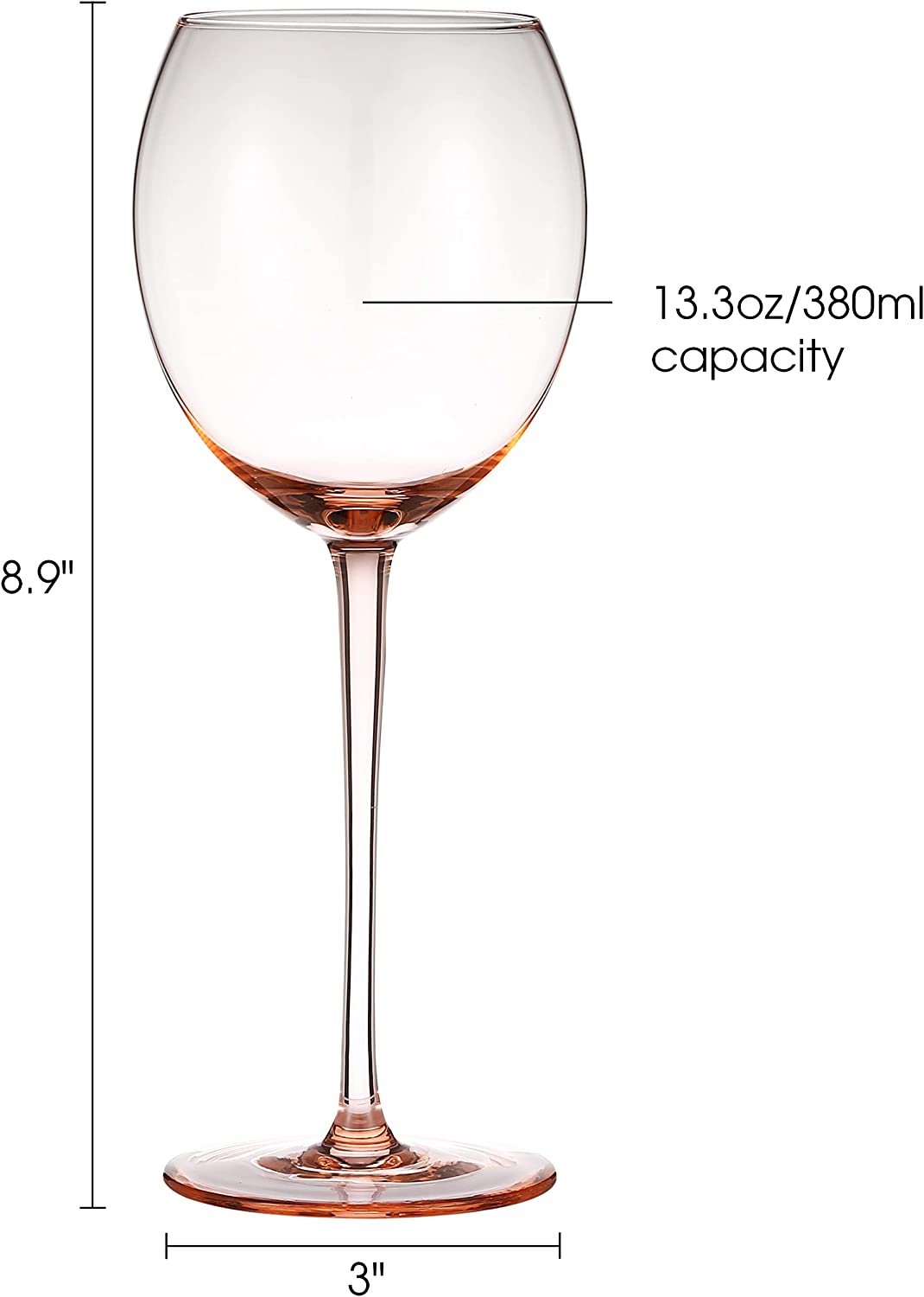 Berkware Colored Glasses - Luxurious and Elegant Sparkling Rose Colored Glassware - Set of 4