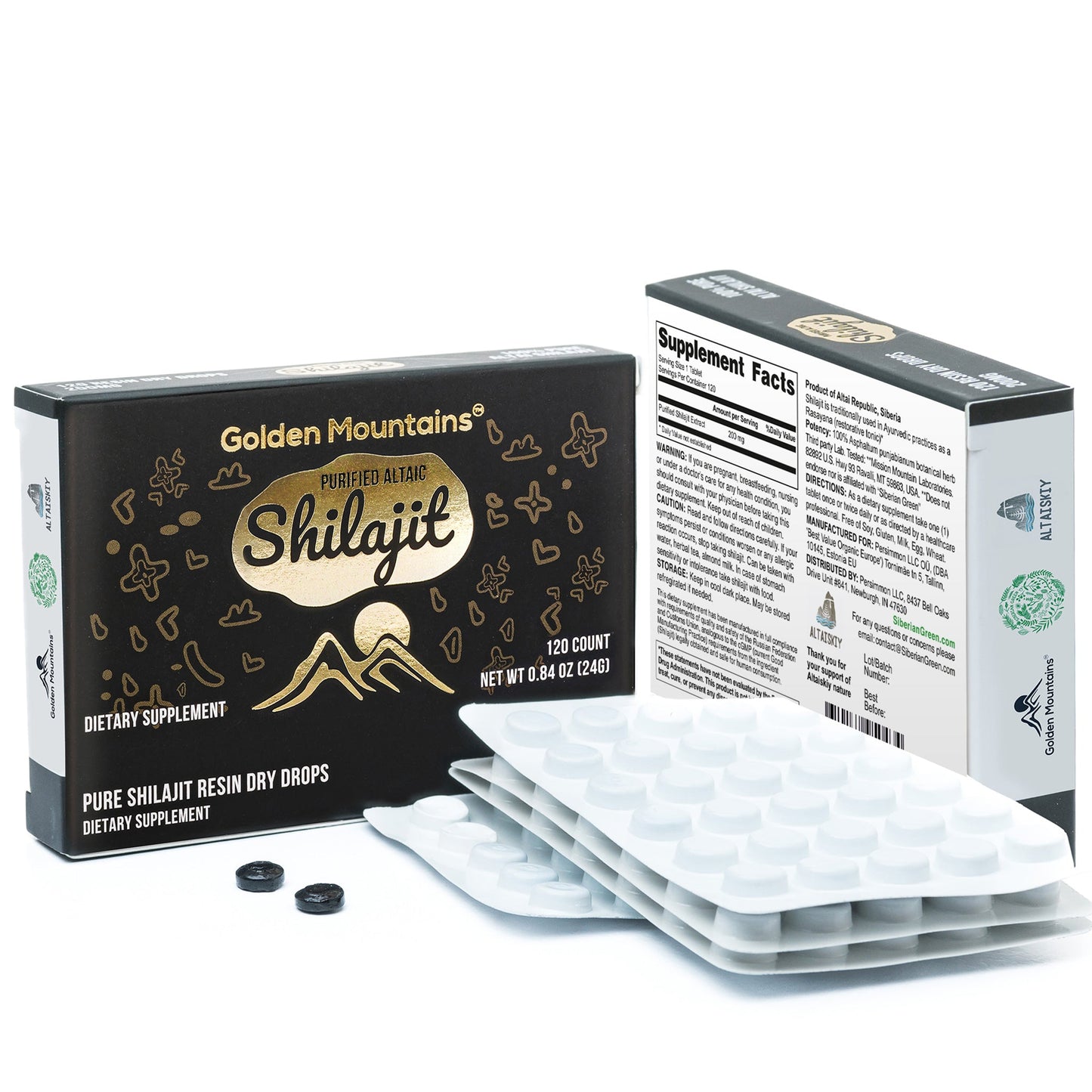 Shilajit 120 Dry Drops: Altai Golden Mountains Shilajit by Siberian Green