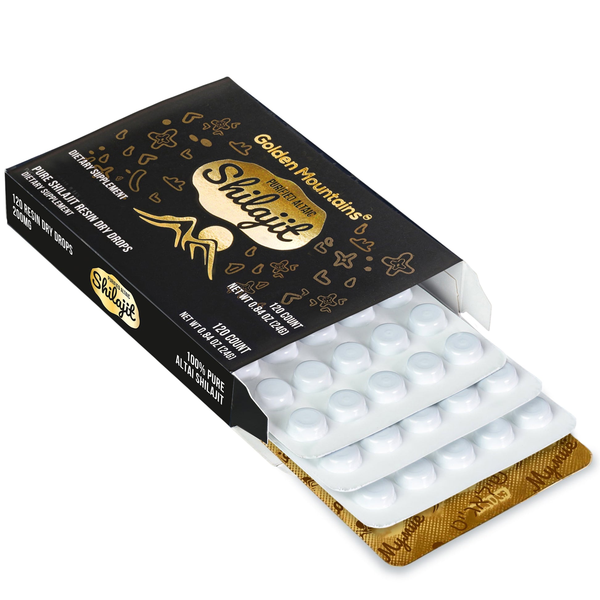 Shilajit 120 Dry Drops: Altai Golden Mountains Shilajit by Siberian Green