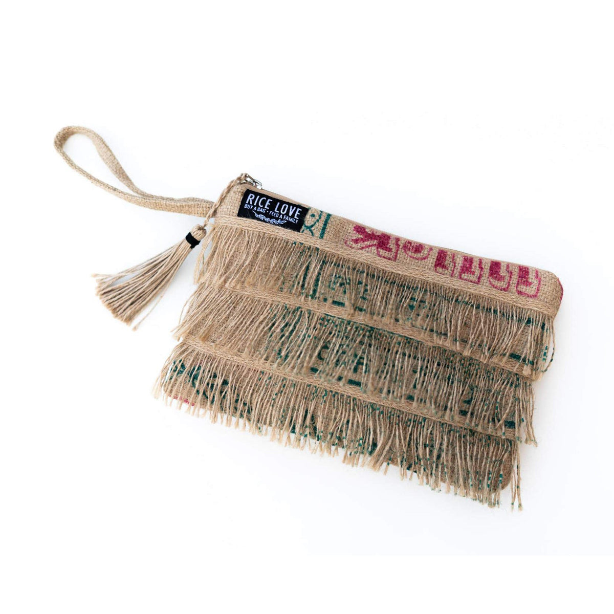 Recycled Fringe Clutch by Rice Love