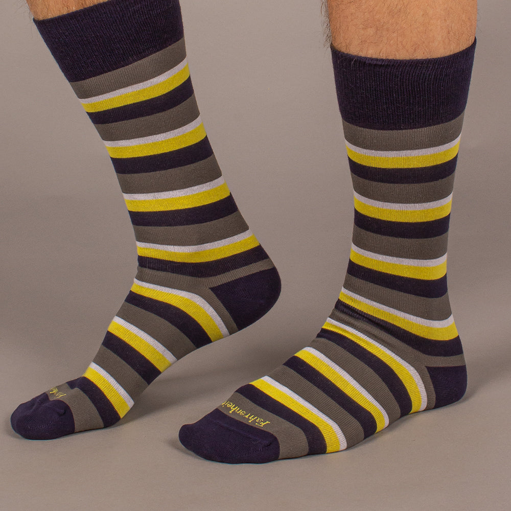 Men's Sock | Stripe Yellow/Grey by Fahrenheit New York