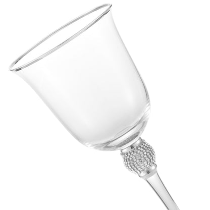 Berkware Set of 2 Rhodium Silver tone Wine Glasses - Luxurious Ros+¬ and White Wine Glass with Dazzling Rhinestone Design and Silver tone Rim