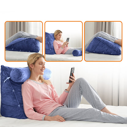 Cheer Collection Extra Large Wedge Shaped Reading and TV Pillow with Adjustable Neck Pillow