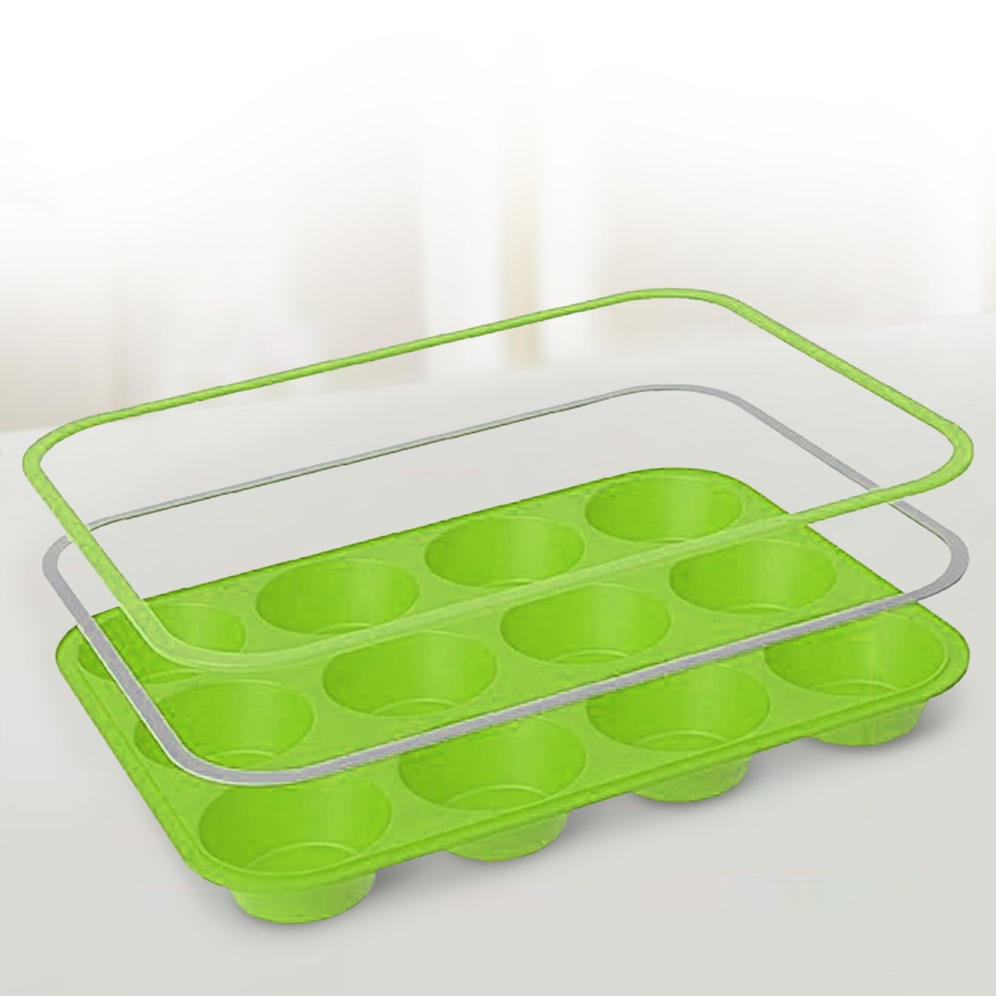 Cheer Collection Set of 3 Non-Stick Silicone Muffin Pans – BPA-Free, Food-Grade Baking Tray