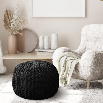 Cheer Collection 18" Round Pouf Ottoman - Chunky Hand-Knit Decorative and Comfortable Foot Rest