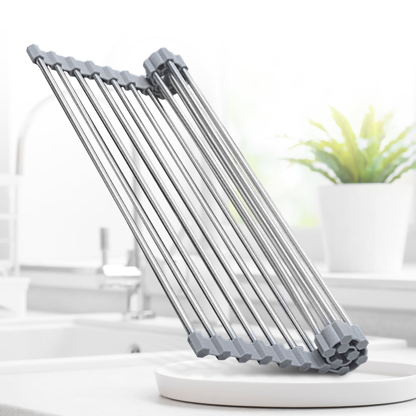 Cheer Collection Multipurpose Dish Drying Rack –  Non-Slip Stainless Steel, Heat Resistant and Dishwasher Safe