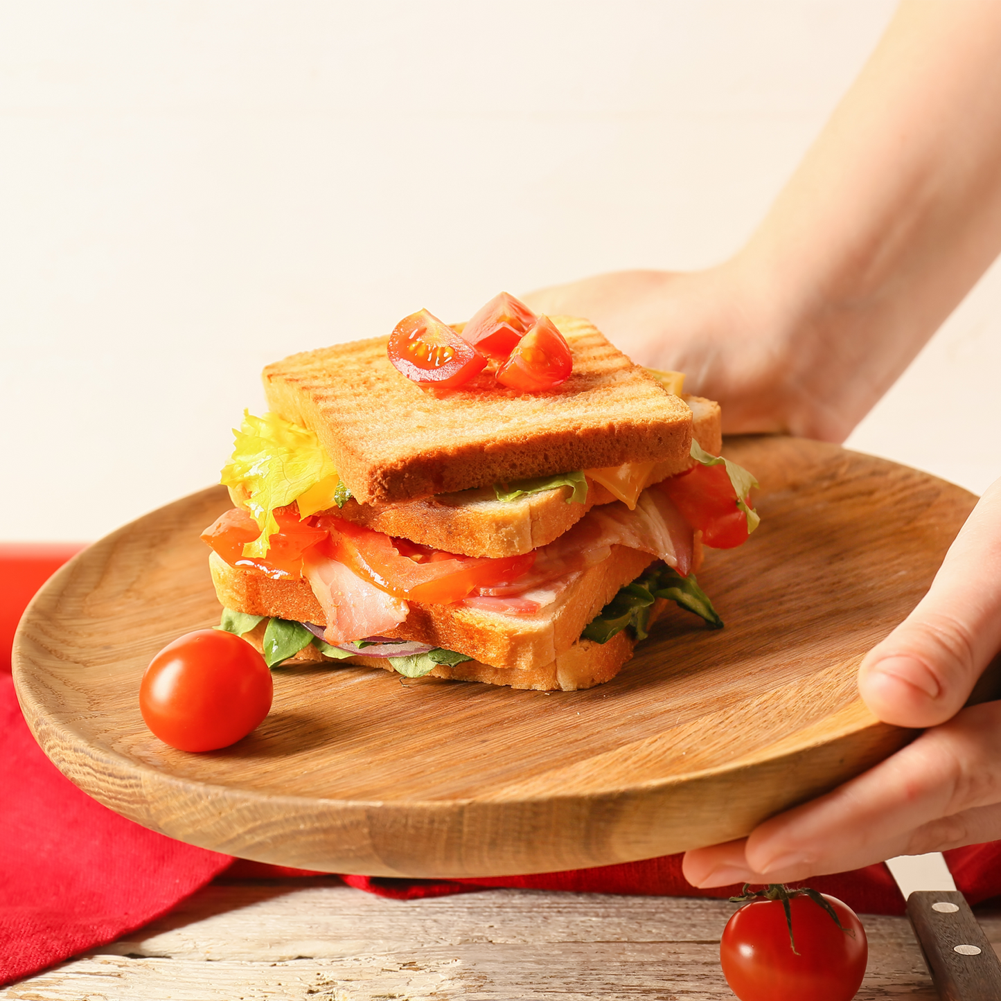 Cheer Collection Set of 4 Premium Teak Wood Dinner Plates – Rustic Elegance for Every Meal