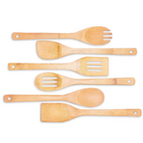 Cheer Collection Premium Bamboo Cooking Utensil Set – 6 Piece Non-Scratch Wooden Spatulas & Spoons for Kitchen