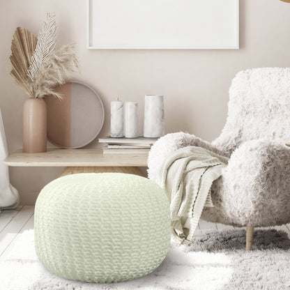 Cheer Collection 18" Round Pouf Ottoman - Chunky Hand-Knit Decorative and Comfortable Foot Rest