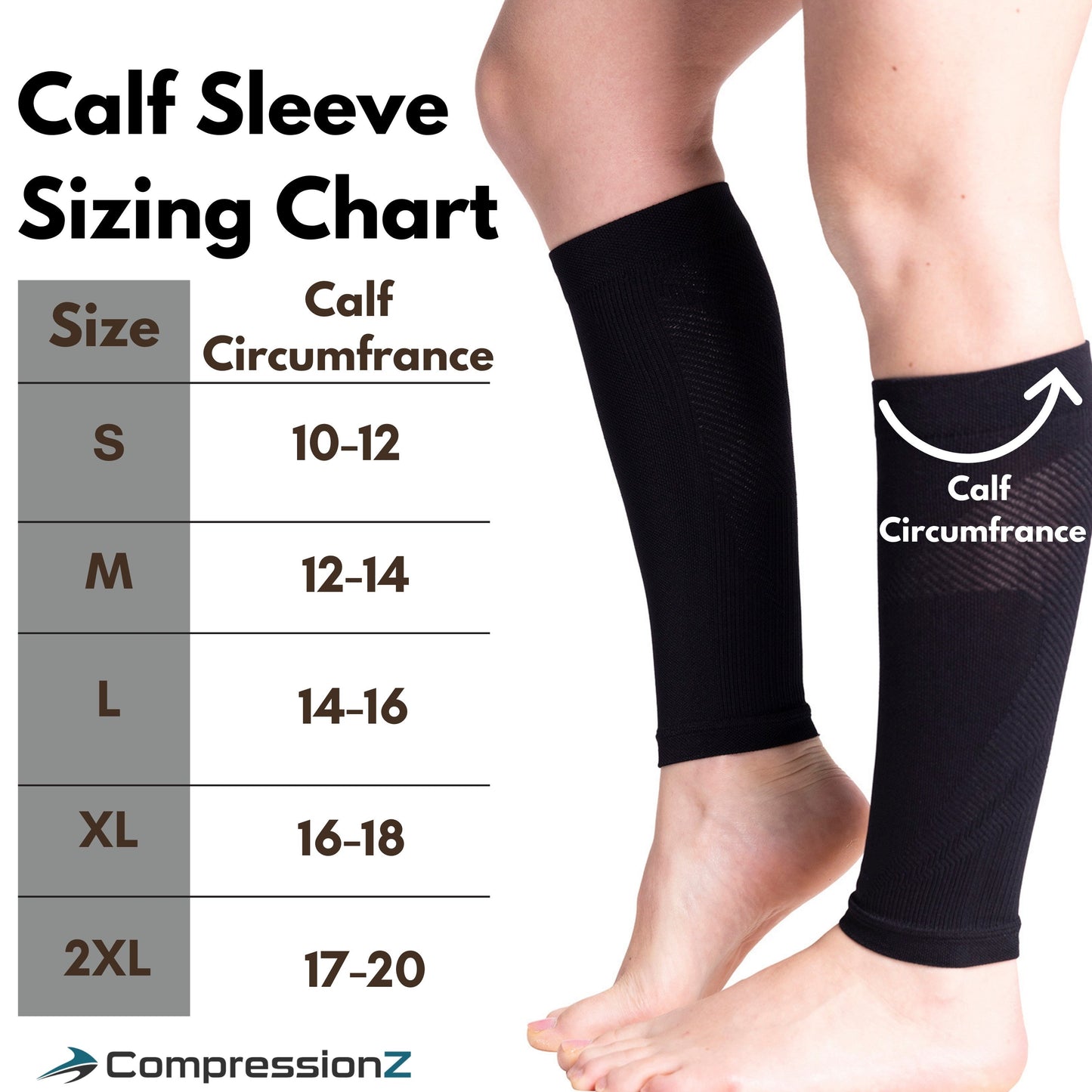 Compression Calf Sleeves (30-40mmHg) - Black Teal