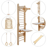 5in1: Wooden Swedish Wall / Climbing ladder for Children + Swing Set + Slide Board + Art Add-on by Goodevas