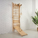 5in1: Wooden Swedish Wall / Climbing ladder for Children + Swing Set + Slide Board + Art Add-on by Goodevas