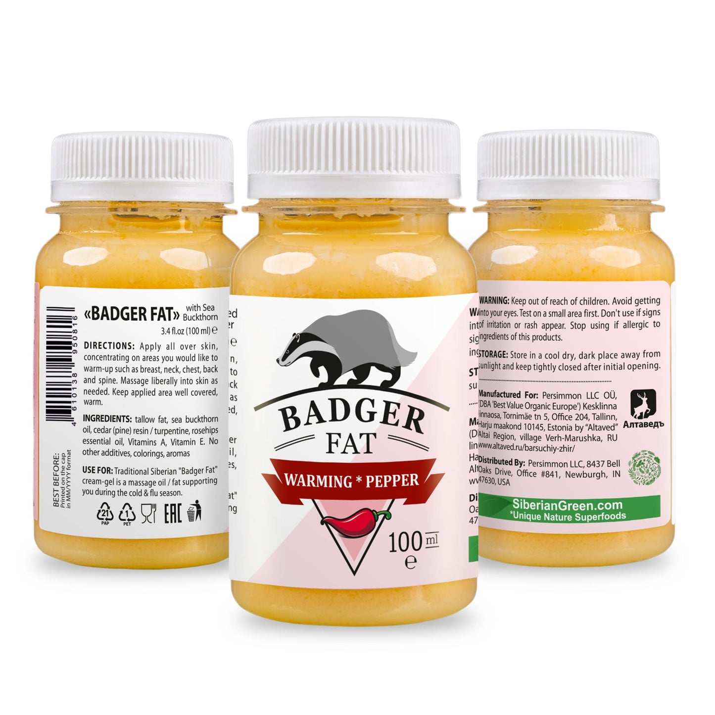 Siberian Badger Fat Cream-Gel – Warming Formula with Eucalyptus, Mint, and Red Pepper | 100ml