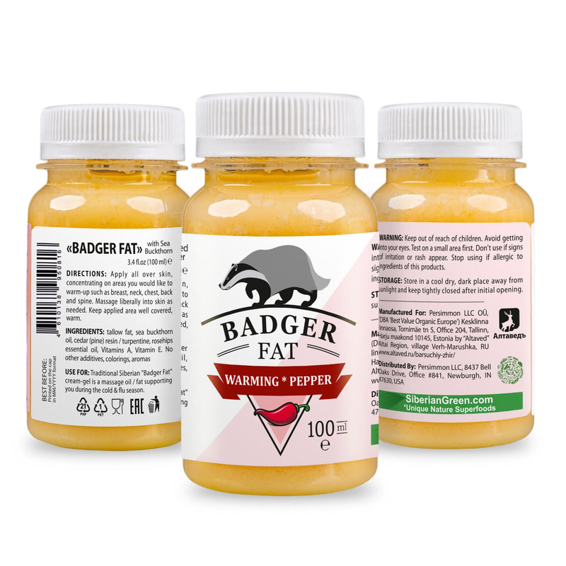 Siberian Badger Fat Cream-Gel – Warming Formula with Eucalyptus, Mint, and Red Pepper | 100ml